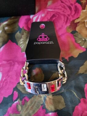 Paparazzi Silver Chain Bracelet with Pink and Red Accents